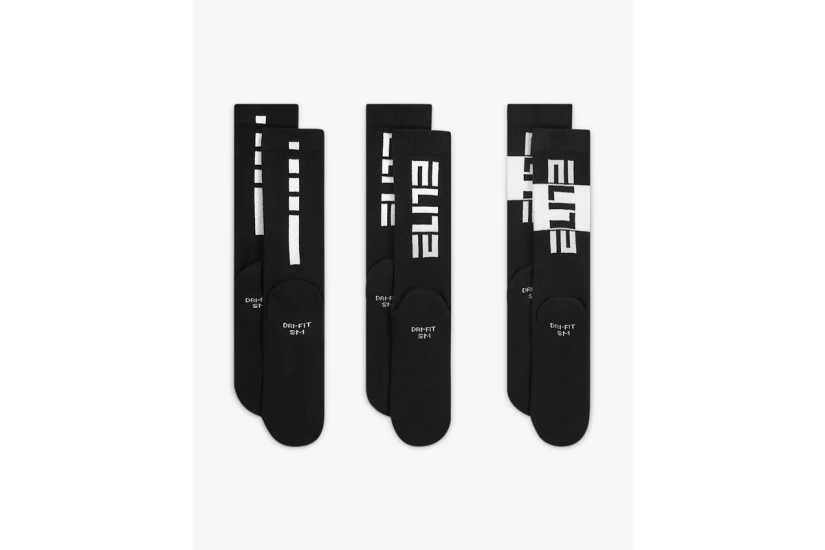 Nike Elite Basketball Dri-FIT Ψηλές Κάλτσες Μαύρες 3 Ζευγάρια