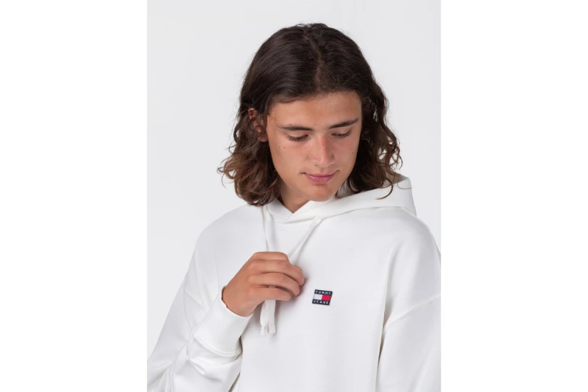 Tommy Jeans Ανδρικό Φούτερ με Κουκούλα Λευκό