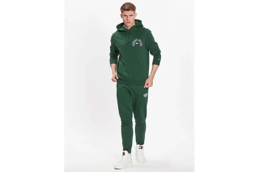 Tommy Jeans Arched Logo Ανδρικό Φούτερ με Κουκούλα Πράσινο
