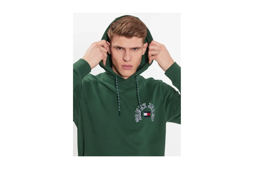 Tommy Jeans Arched Logo Ανδρικό Φούτερ με Κουκούλα Πράσινο