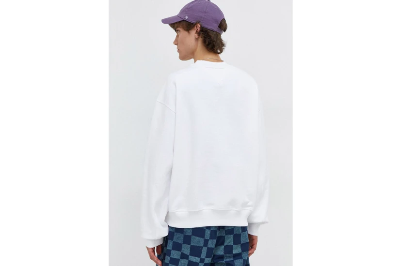 Tommy Jeans Boxy Ανδρική Μακρυμάνικη Μπλούζα Με Λαιμόκοψη Εκρού