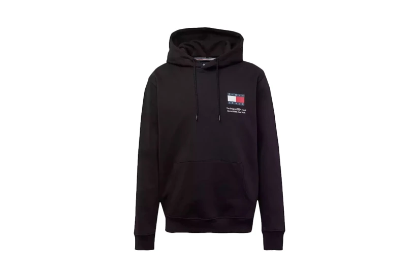 Tommy Jeans Essential Flag Ανδρικό Φούτερ Με Κουκούλα Μαύρο
