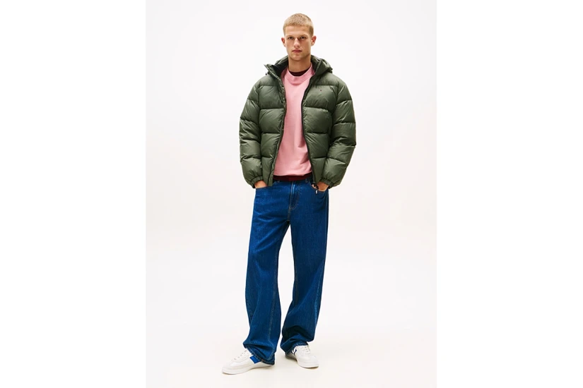 Tommy Jeans Water Repellent Down Hooded Ανδρικό Puffer Μπουφάν με Κουκούλα