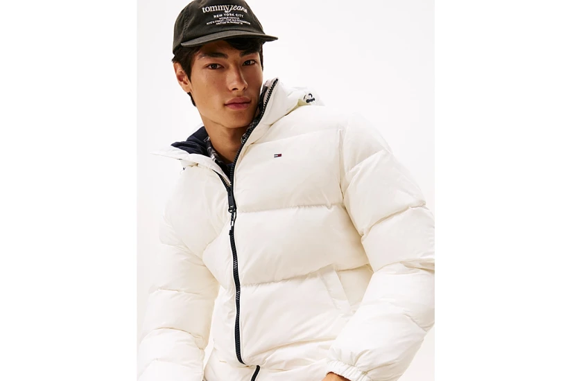 Tommy Jeans Water Repellent Down Hooded Ανδρικό Puffer Μπουφάν με Κουκούλα