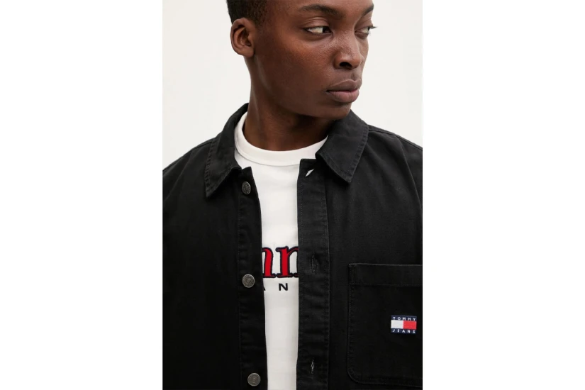 Tommy Jeans Essential Overshirt Ανδρικό Μακρυμάνικο Πουκάμισο Μαύρο