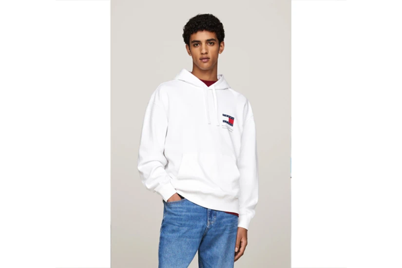 Tommy Jeans Novelty Graphic Ανδρικό Φούτερ Με Κουκούλα Λευκό