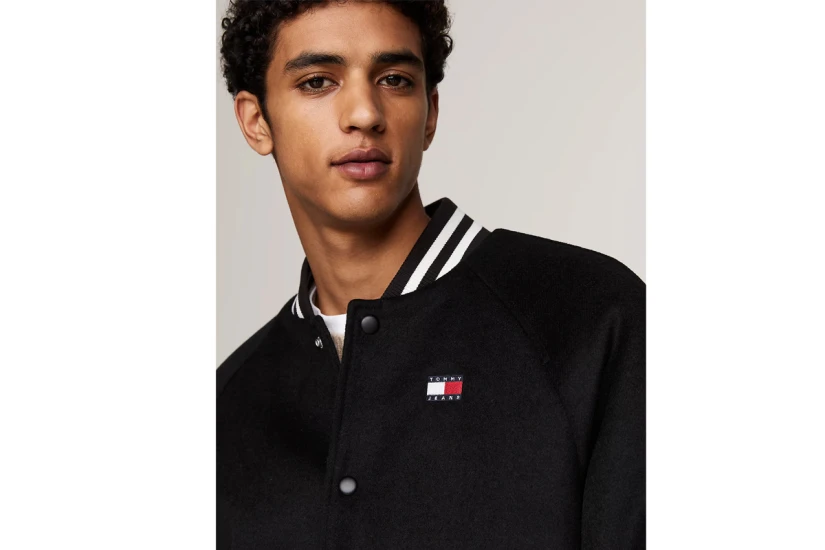 Tommy Jeans Wool Blend Solid Ανδρικό Μπουφάν Bomber Μαύρο