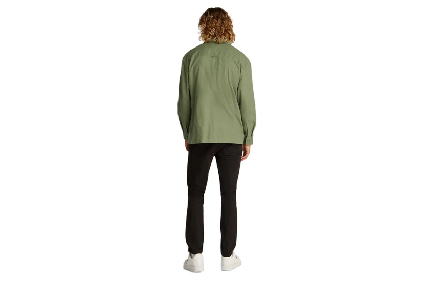 Tommy Jeans Cotton Slub Ανδρικό Μακρυμάνικο Πουκάμισο Χακί