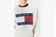Tommy Jeans Melange Flag Crew Ανδρική Μακρυμάνικη Μπλούζα Εκρού