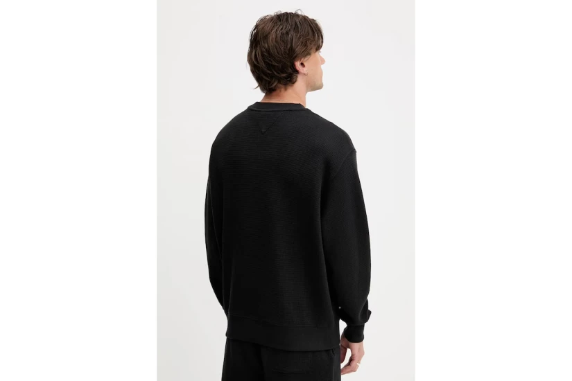 Tommy Jeans Waffle Script Ανδρική Μακρυμάνικη Μπλούζα Μαύρη