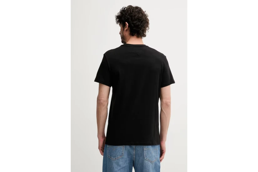 Tommy Jeans Linear Logo Ανδρικό Κοντομάνικο T-shirt Μαύρο 