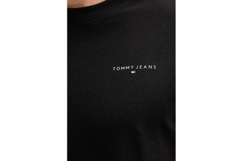 Tommy Jeans Linear Logo Ανδρικό Κοντομάνικο T-shirt Μαύρο 