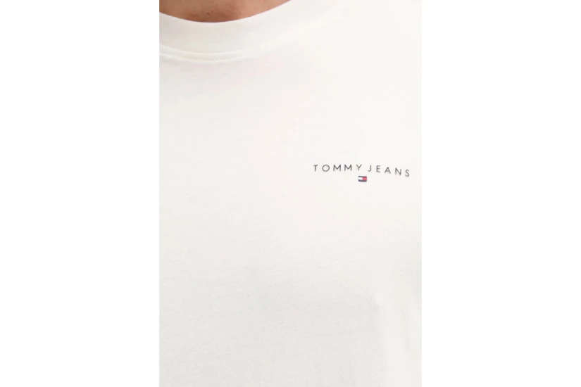 Tommy Jeans Linear Logo Ανδρικό Κοντομάνικο T-shirt Εκρού