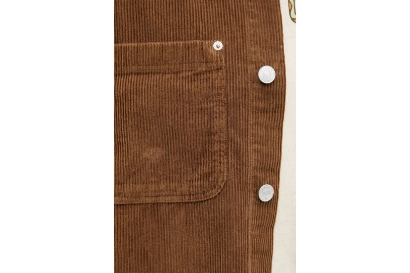 Tommy Jeans Logo Relaxed Corduroy Ανδρικό Μακρυμάνικο Πουκάμισο Καφέ