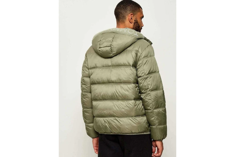 Tommy Jeans Tonal Logo Ανδρικό Puffer Μπουφάν με Κουκούλα Χακί