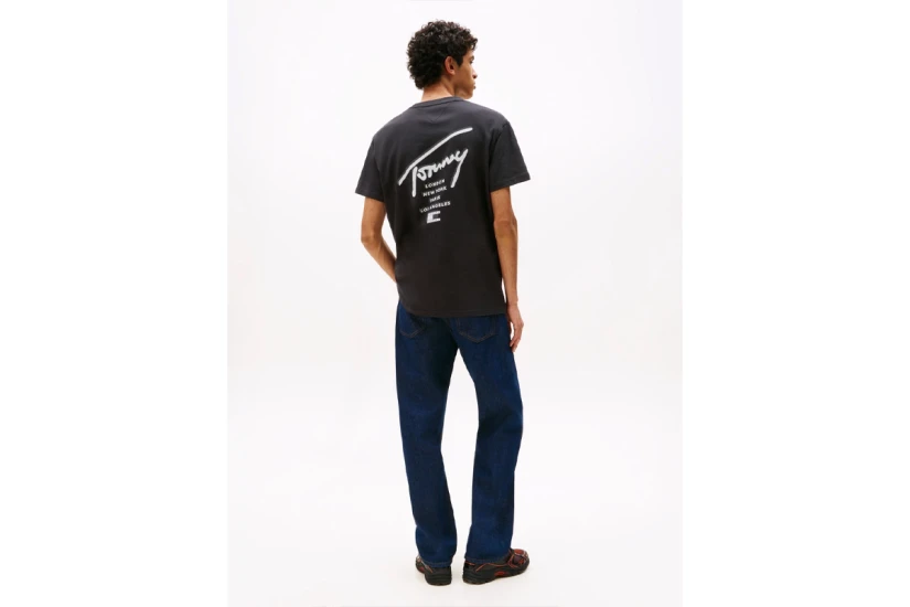 Tommy Jeans Signature Back Logo Ανδρικό Κοντομάνικο T-Shirt Μαύρο