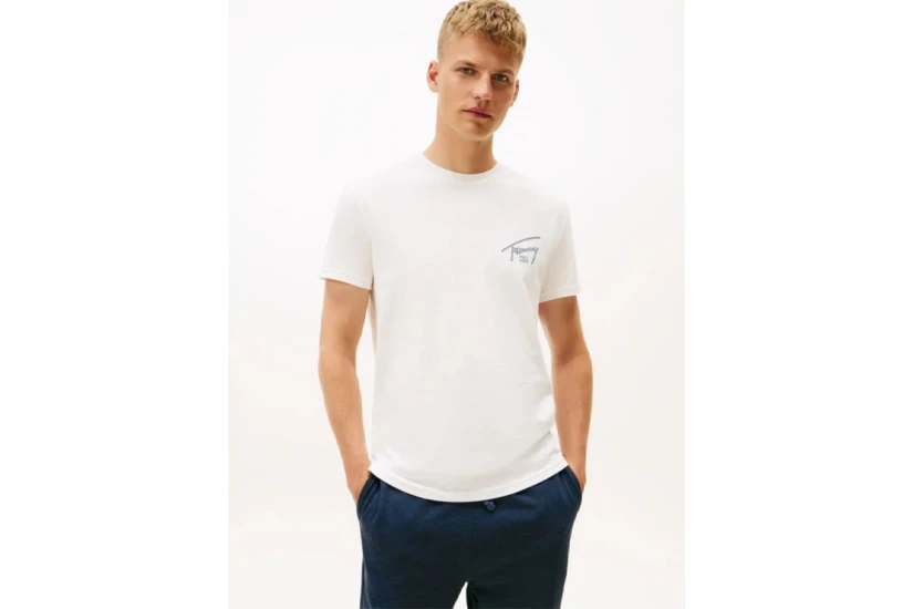 Tommy Jeans Signature Back Logo Ανδρικό Κοντομάνικο T-Shirt Εκρού