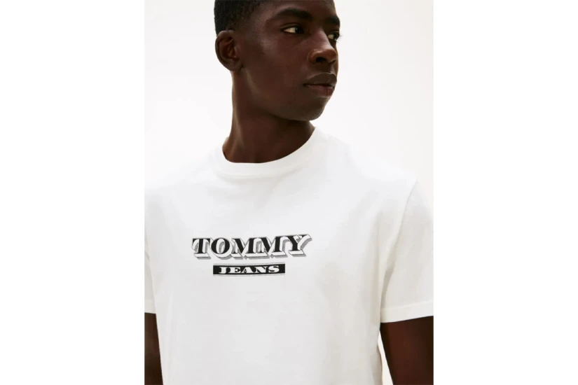 Tommy Jeans Bills Font Ανδρικό Κοντομάνικο T-Shirt Εκρού