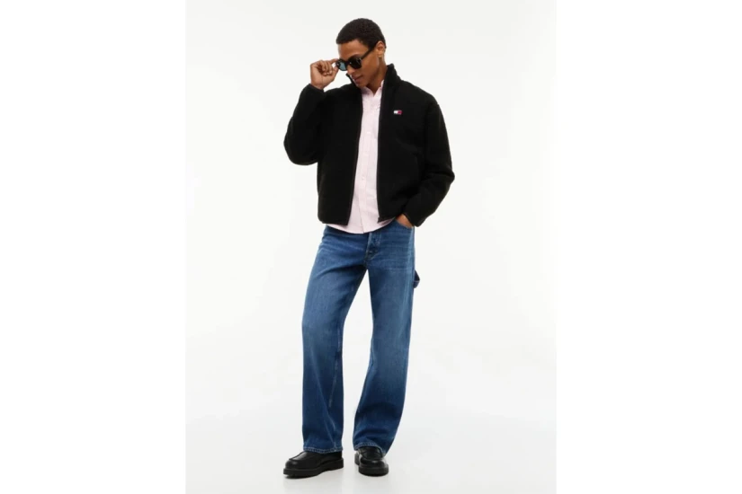 Tommy Jeans Badge Teddy Relaxed Ζακέτα Sherpa Ανδρική (DM0DM22345 BDS)