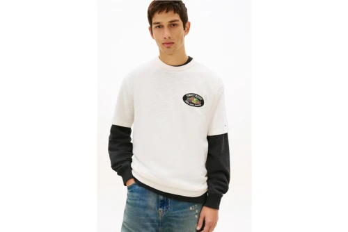 Tommy Jeans Graphic Logo Relaxed Textured Jersey T-Shirt Ανδρικό (DM0DM22512 YBH)