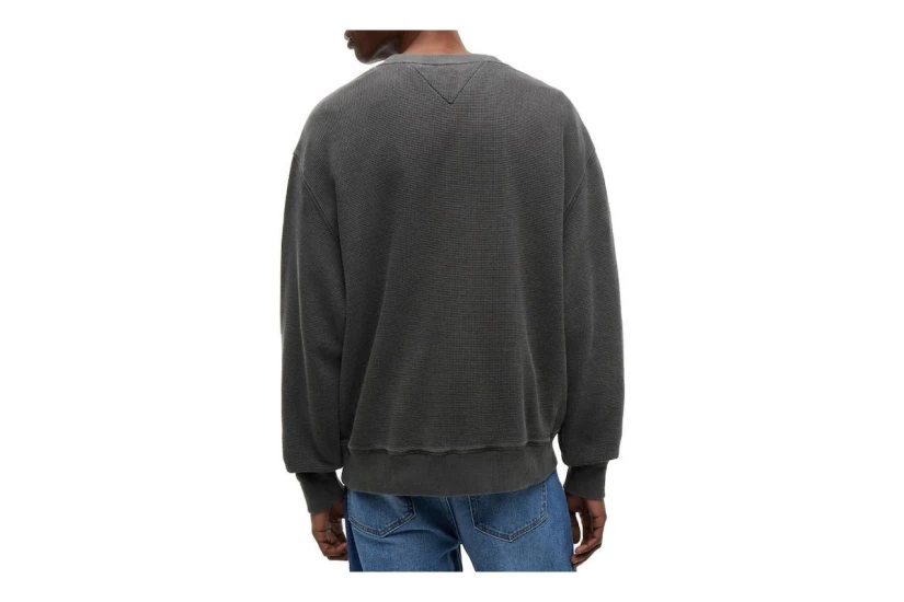 Tommy Jeans Waffle Knit Relaxed Ανδρική Μακρυμάνικη Πλεκτή Μπλούζα Ανθρακί