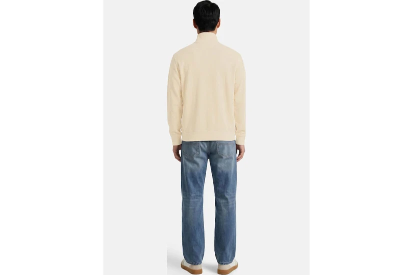 Tommy Jeans Waffle Knit Relaxed Ανδρική Μακρυμάνικη Πλεκτή Μπλούζα με Φερμουάρ Μπεζ