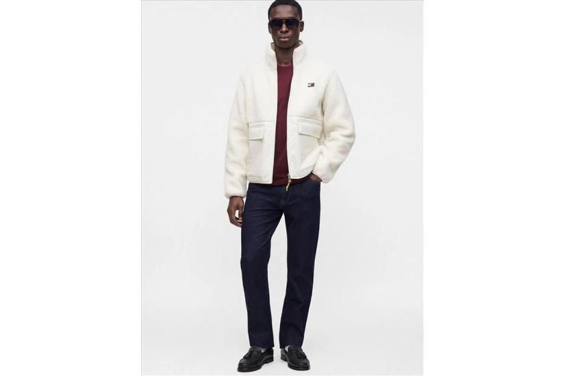 Tommy Jeans Teddy Contrast Texture Relaxed Μπουφάν Sherpa Ανδρικό (DM0DM23227 AEF)