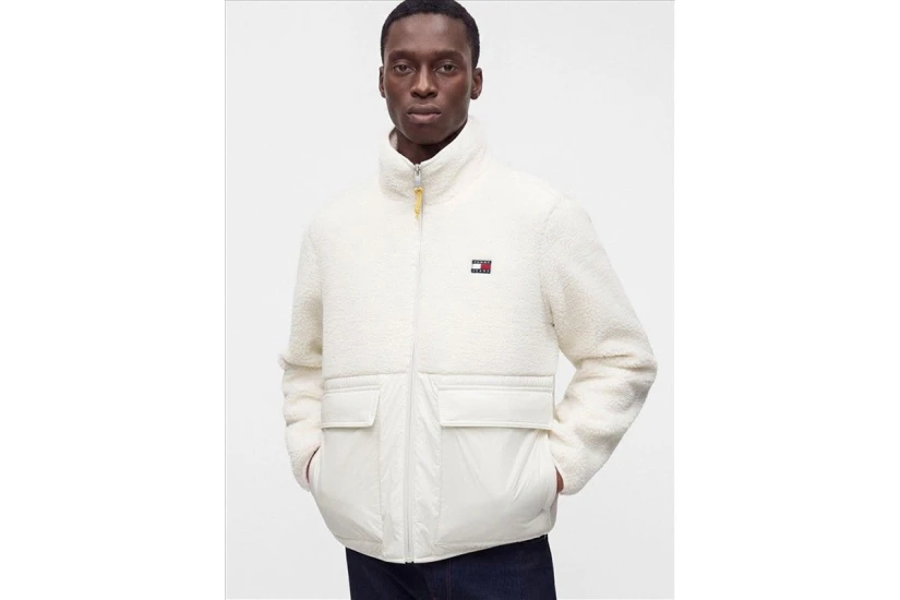 Tommy Jeans Teddy Contrast Texture Relaxed Μπουφάν Sherpa Ανδρικό (DM0DM23227 AEF)
