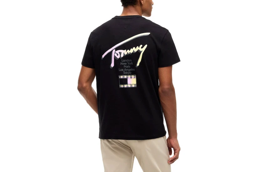 Tommy Jeans Ανδρικό Κοντομάνικο T-Shirt Μαύρο
