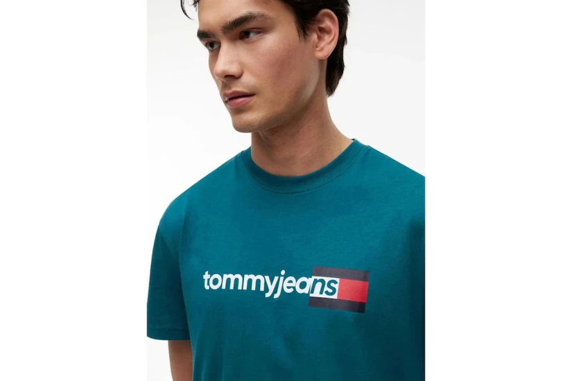 Tommy Jeans Ανδρικό Κοντομάνικο T-Shirt Πετρόλ 
