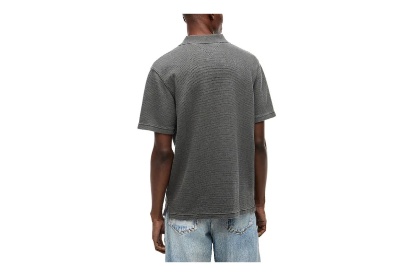 Tommy Jeans Washed Waffle Knit Ανδρικό Κοντομάνικο T-Shirt Polo Ανθρακί