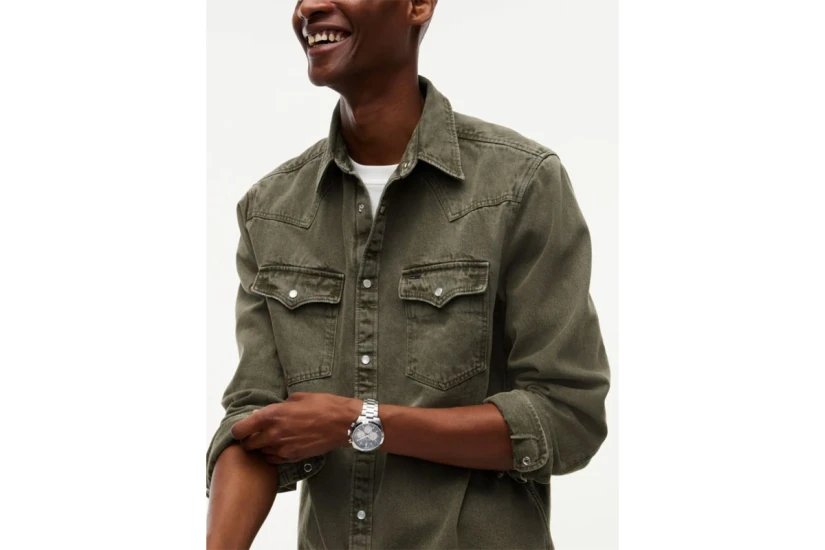 Tommy Jeans Washed Denim Western Τζιν Πουκάμισο Μακρυμάνικο Ανδρικό (DM0DM23518 M04)