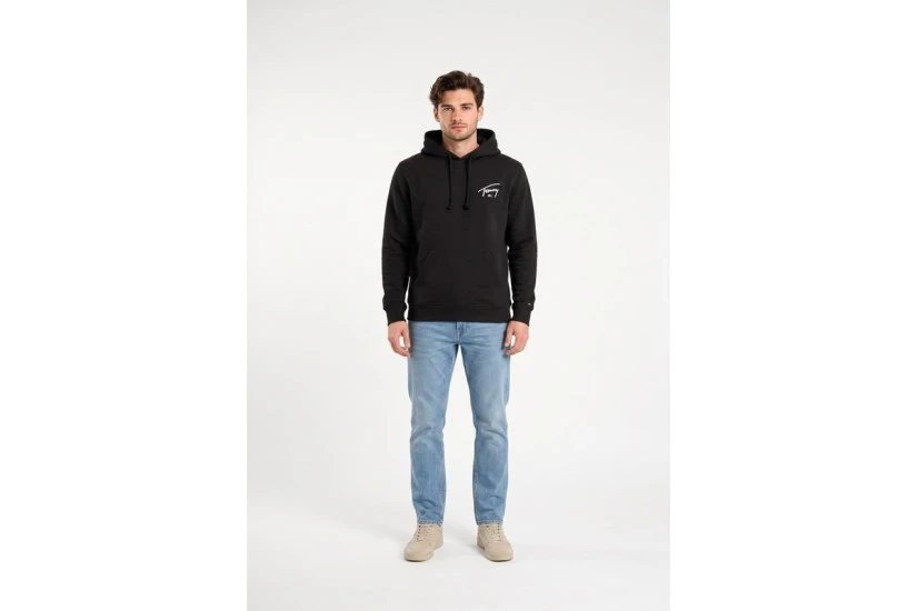 Tommy Jeans Entry Signature Regular Fit Ανδρικ΄΄ο Φούτερ με Κουκούλα Μαύρο