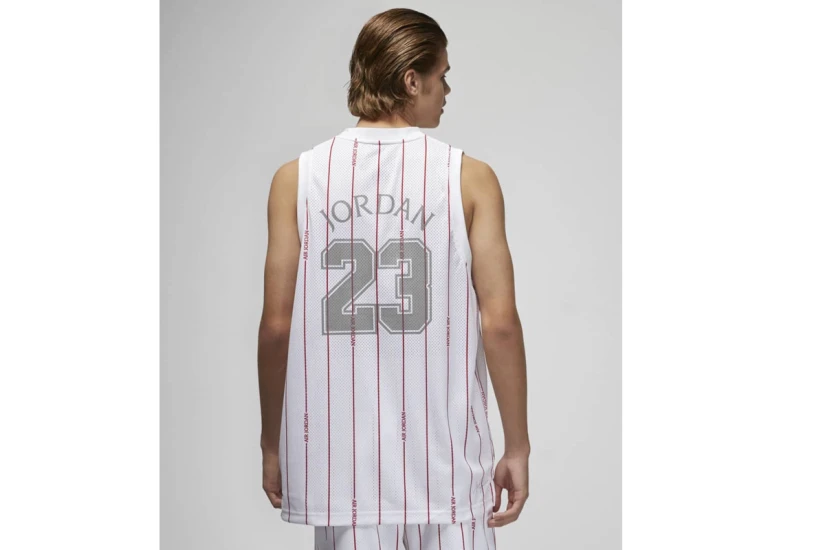 Jordan Ανδρική Αθλητική Αμάνικη Μπλούζα Λευκή, Κόκκινη