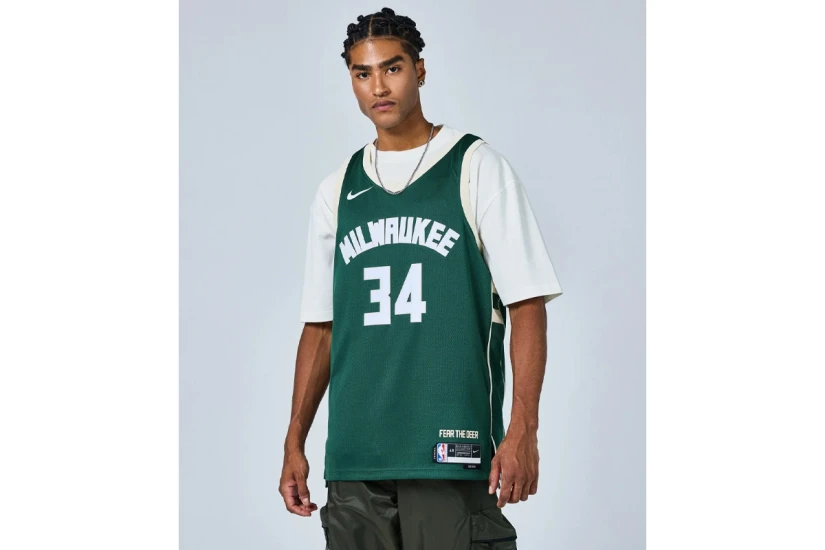 Nike Dri-FIT NBA Giannis Antetokounmpo Milwaukee Bucks Icon Edition Ανδρική Μπασκετική Φανέλα Πράσινη