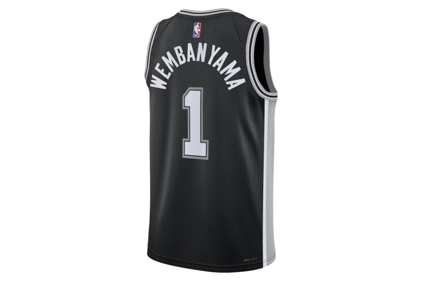 Nike Dri-FIT NBA Victor Wembanyama San Antonio Spurs Icon Edition Ανδρική Μπασκετική Φανέλα Μαύρη, Γκρι