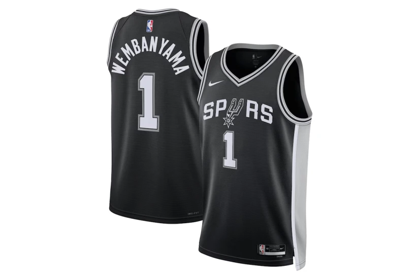 Nike Dri-FIT NBA Victor Wembanyama San Antonio Spurs Icon Edition Ανδρική Μπασκετική Φανέλα Μαύρη, Γκρι