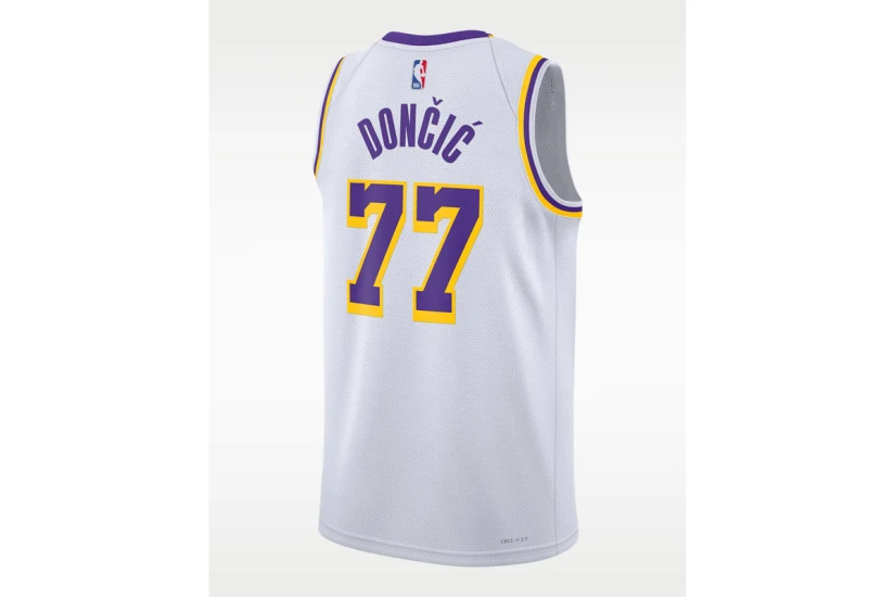 Nike Dri-FIT NBA Luka Doncic Los Angeles Lakers Ανδρική Μπασκετική Φανέλα Λευκή, Μωβ, Κίτρινη