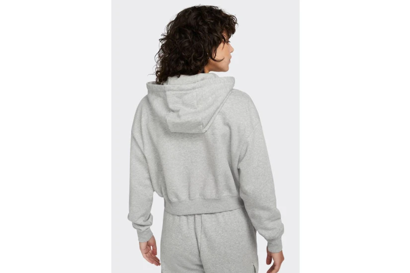 Nike Club Fleece Crop Top Γυναικείο Φούτερ Με Κουκούλα Γκρι