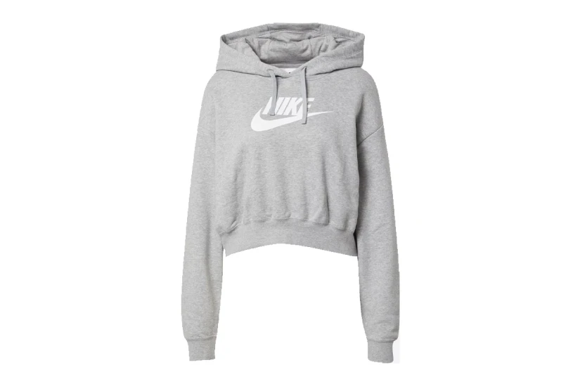 Nike Club Fleece Crop Top Γυναικείο Φούτερ Με Κουκούλα Γκρι