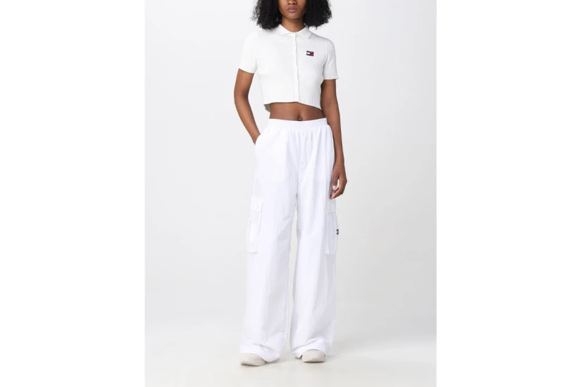 Tommy Jeans Wide Γυναικεία Παντελόνα Λευκή