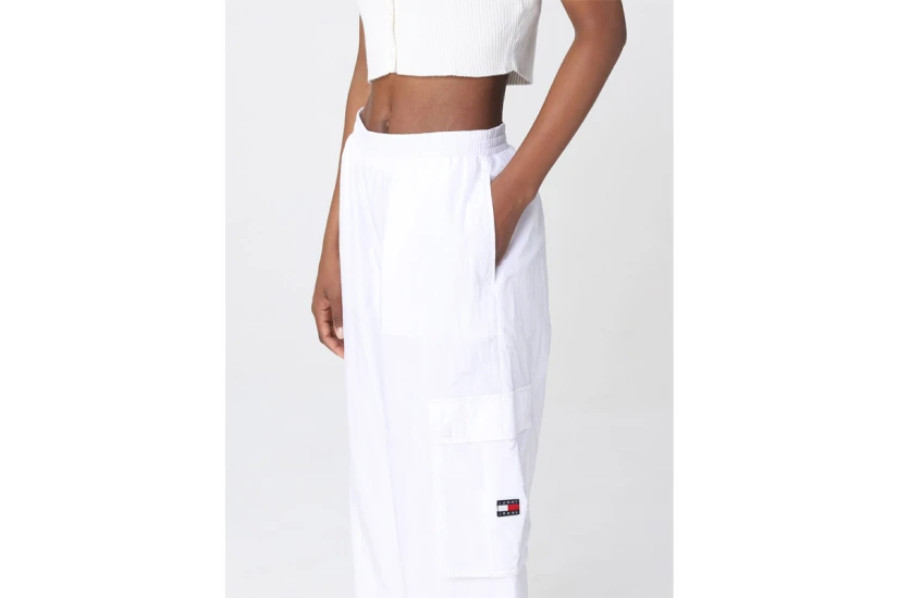 Tommy Jeans Wide Γυναικεία Παντελόνα Λευκή