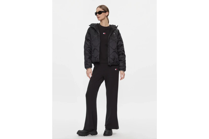 Tommy Jeans Badge Boxy Terry Γυναικεία Μακρυμάνικη Μπλούζα Μαύρη