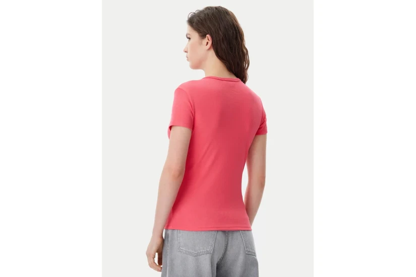 Tommy Jeans Slim Essential Rib Γυναικείο Κοντομάνικο T-Shirt Ροζ
