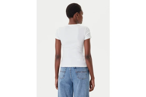 Tommy Jeans Badge Ribbed Slim T-Shirt Γυναικείο (DW0DW17881 CLEAR LOGO)