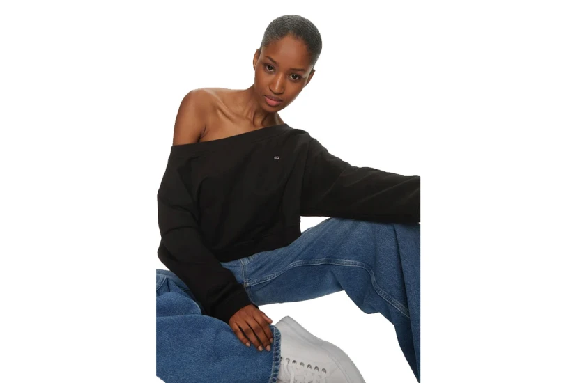 Tommy Jeans Crp Off Shoulder Crew Μπλούζα Με Λαιμόκοψη Γυναικεία 