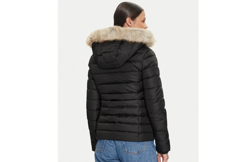 Tommy Jeans Shiny Water Repellent Down Γυναικείο Puffer Μπουφάν με Κουκούλα