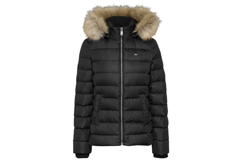 Tommy Jeans Shiny Water Repellent Down Γυναικείο Puffer Μπουφάν με Κουκούλα