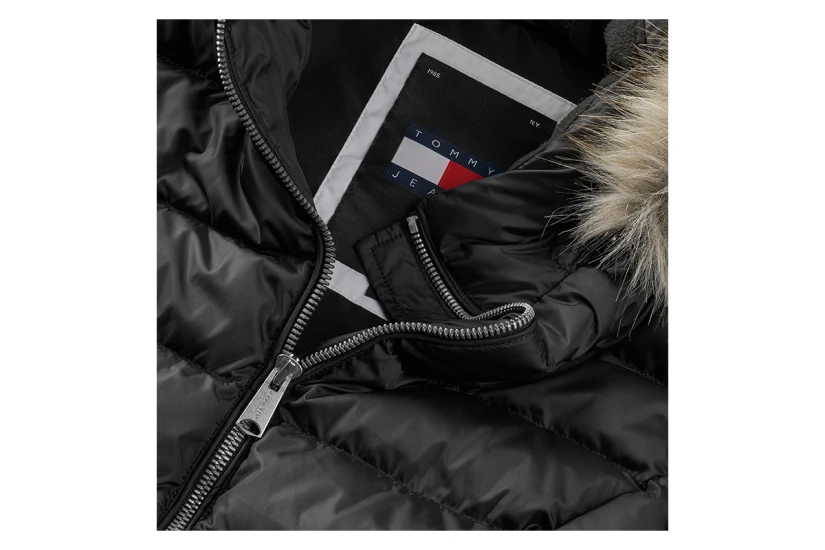 Tommy Jeans Shiny Water Repellent Down Γυναικείο Puffer Μπουφάν με Κουκούλα
