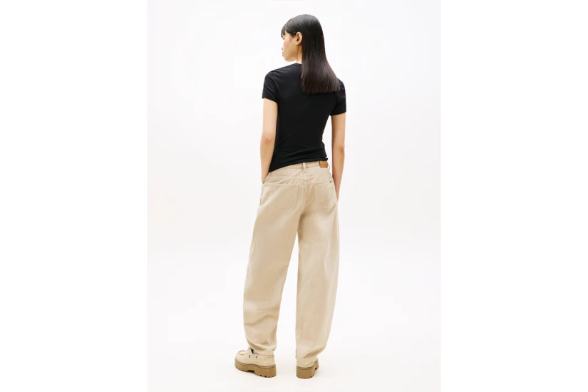 Tommy Jeans Slim Linear Γυναικείο Κοντομάνικο T-Shirt Μαύρο